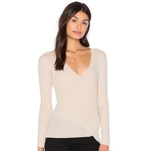 NWT Anthropologie Heartloom Lacey Wrap V-Neck Sweater Beige Oatmeal